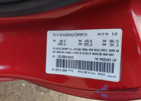 2001 Chrysler Sebring Lxi z USA, uszkodzony, nr VIN 1C3EL56U61N698983